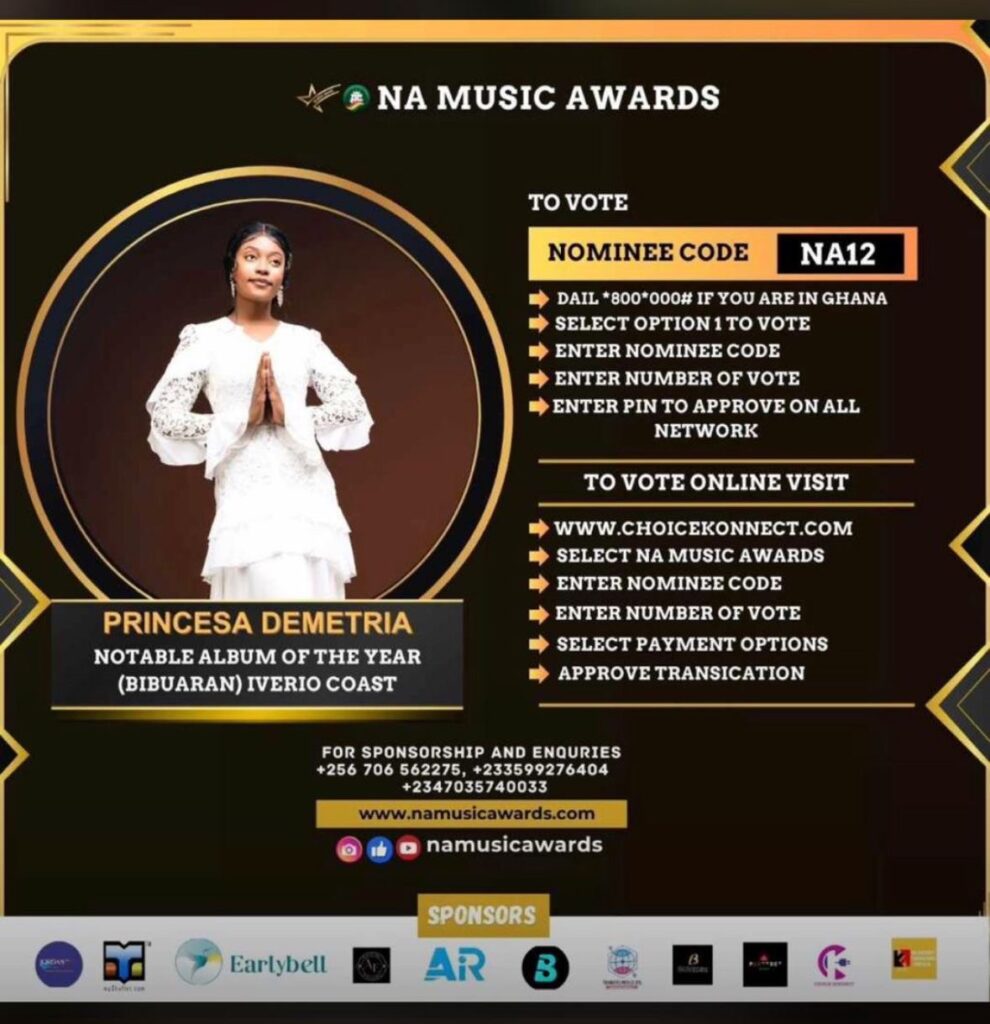 Princesa Demetria nominada en los premios Na Music Awards de Nigeria